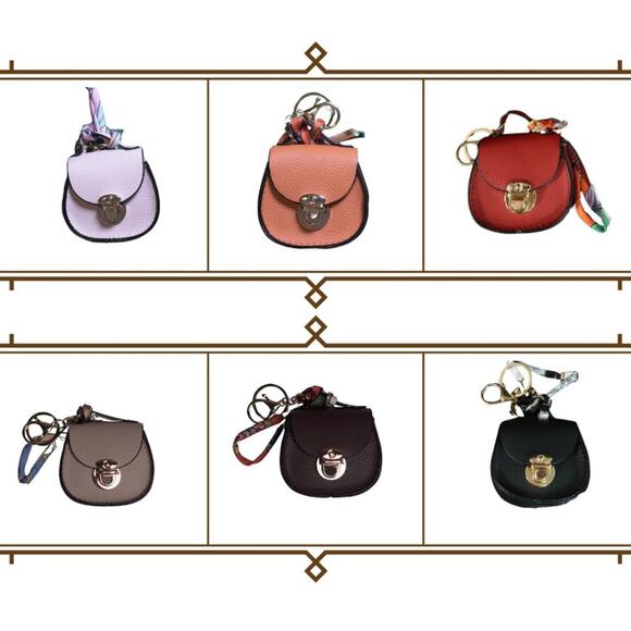 Bag Keychain Bag Charm Change Pouch Coin Purse Push Lock Clasp Red - Picture 8 of 11